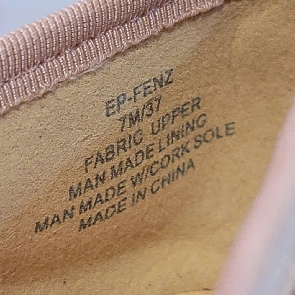 Enzo Angiolini Elegant Powdered Pink Canvas Espadrille Slipon Flats Size 7M